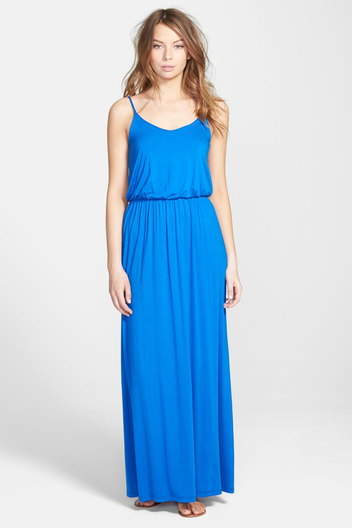 Blue spaghetti strap maxi dress